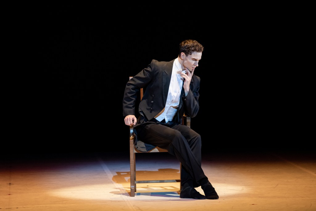 Maxim Zenin as Sergei Diaghilev in The Australian Ballet's 2025 production of Nijinsky, choreographed by John Neumeier. Zenin's portrayal of the influential Ballets Russes impresario is marked by commanding presence and precise movements, capturing Diaghilev's authoritative and complex relationship with Vaslav Nijinsky.